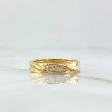 Anillo Seda 2.55gr / T6 1/2 / Circones Blancos Oro Amarillo 18K *