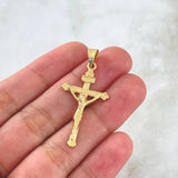 Dije Cruz Cristo 3.6gr / 4cm / Floreada Oro Amarillo 18K