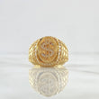 Anillo Sello Signo Dólar 10.55gr / T9 1/2 / Circones Blancos Oro Amarillo 18K