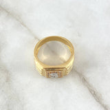 Anillo Sello Signo Dólar 10gr / T11 1/2 / Cuadro Basteado Circones Blancos Dos Oros Amarillo Blanco 18K