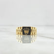 Anillo Sello Corona RX 4gr / T9 3/4 / Resina Negra Circones Blancos Oro Amarillo 18K