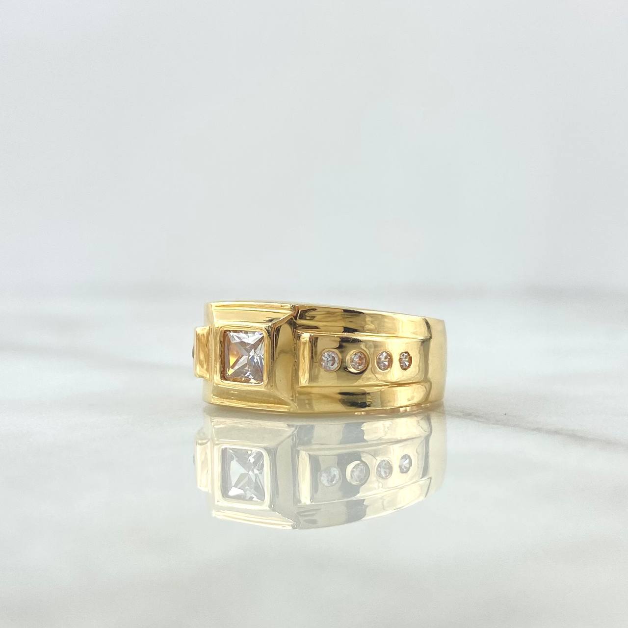 Anillo Solitario Estela 4.1gr / T7 1/2 / Circones Blancos Oro Amarillo 18K