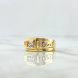 Anillo Solitario Estela 4.1gr / T7 1/2 / Circones Blancos Oro Amarillo 18K