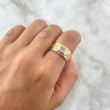 Anillo Solitario Estela 4.1gr / T7 1/2 / Circones Blancos Oro Amarillo 18K