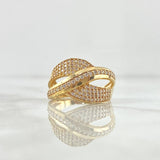 Anillo Ola Triple 6.15gr / T7 1/4 / Circones Blancos Oro Amarillo 18K