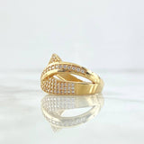 Anillo Ola Triple 6.15gr / T7 1/4 / Circones Blancos Oro Amarillo 18K