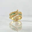 Anillo Serpiente Media Churumbela 7.15gr / T7 1/2 / Circones Blancos Verdes Y Azules Oro Amarillo 18K