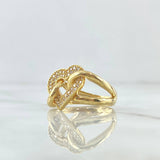 Anillo Corazón En Lazos 4.55gr / T6 1/4 / Circones Blancos Oro Amarillo 18K