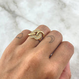 Anillo Corazón En Lazos 4.55gr / T6 1/4 / Circones Blancos Oro Amarillo 18K