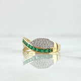 Anillo Olas Infinitas 3.1gr / T7 1/4 / Circones Blancos Y Verdes Oro Amarillo 18K