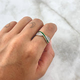 Anillo Olas Infinitas 3.1gr / T7 1/4 / Circones Blancos Y Verdes Oro Amarillo 18K