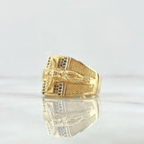 Anillo Cruz Cristo Estrellas 11.85gr / T10   / Circones Blancos - Resina Negra Oro Amarillo 18K