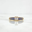 Anillo Solitario Oso TS 2.05gr / T6 3/4 / Circones Azules Y Blanco Oro Amarillo 18K