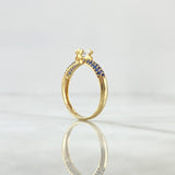 Anillo Solitario Oso TS 2.05gr / T6 3/4 / Circones Azules Y Blanco Oro Amarillo 18K