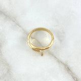 Anillo Clavo 5.4gr / T6 3/4 / Circones Blancos Oro Amarillo 18K