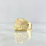 Anillo Sello Rectangulo Con Marco 2.4gr / T10 / Texturizado Tres Oros 18K