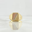 Anillo Sello Rectangular 3.2gr / T10 1/2 / Texturizado Tres Oros 18K