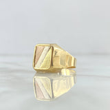 Anillo Sello Rectangular 3.2gr / T10 1/2 / Texturizado Tres Oros 18K