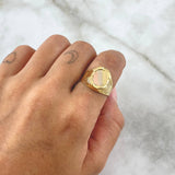 Anillo Sello Ovalo Con Marco 3.7gr / T7 3/4 / Texturizado Tres Oros 18K