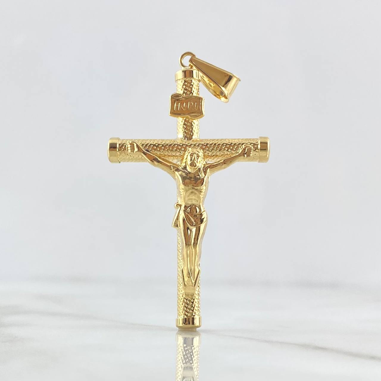 Dije Cruz Cristo 3.05gr / 5.7cm / Baston Espiral Oro Amarillo 18K