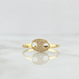 Anillo GC 1.45gr / T8 / Circones Blancos Oro Amarillo 18K *