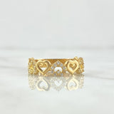 Anillo Corazones Intercalados 2.55gr / T6 3/4 / Circones Blancos Oro Amarillo 18K