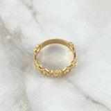 Anillo Corazones Intercalados 2.55gr / T6 3/4 / Circones Blancos Oro Amarillo 18K