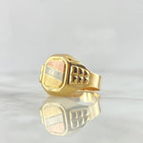 Anillo Sello Cuadrado 5gr / T9 3/4 / Tres Lineas Tres Oros 18K *