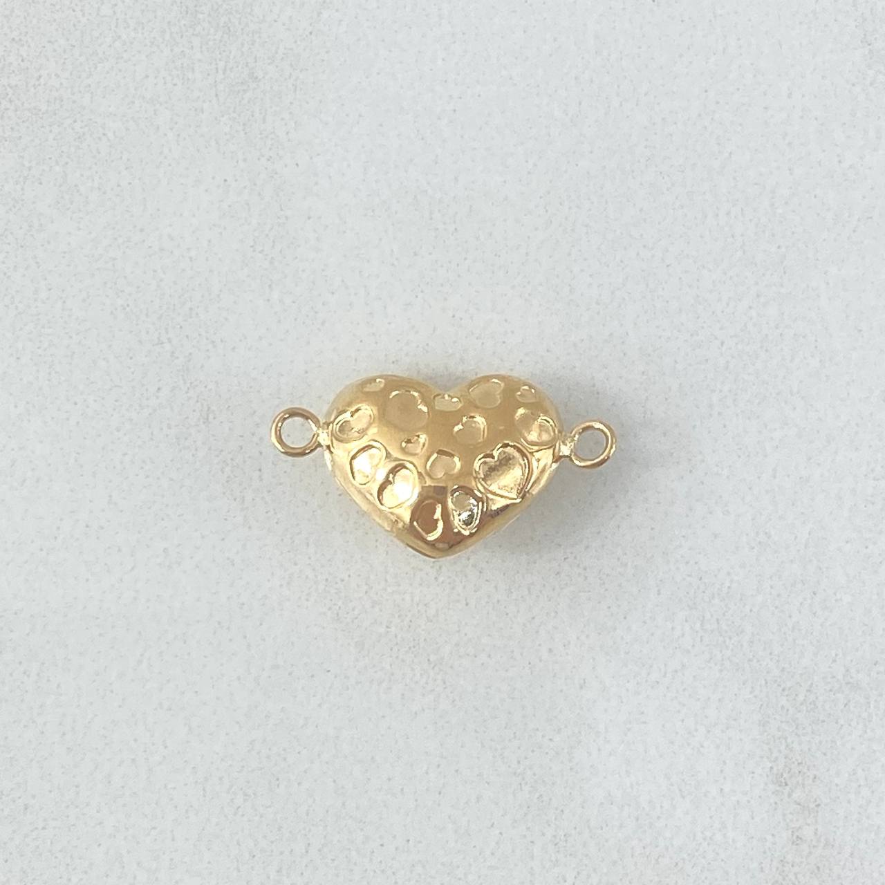 Herraje Corazón Tallado 0.75gr / 1.8cm / Troquelado Relieve Oro Amarillo 18K