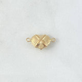 Herraje Corazón Texturizado 0.6gr / 1.7cm / Cruzado Oro Amarillo 18K