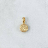 Dije Letra N 0.35gr / 1.5cm / Circulo Texturizado Rustico Oro Amarillo 18K