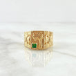 Anillo Sello Palmera Quimbaya 4.65gr / T9 3/4 / Circon Verde Oro Amarillo 18K