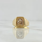 Anillo Sello Herradura Caballo 3.5gr / T11 / Rectangulo Texturizado Dos Oros Amarillo Blanco 18K