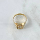 Anillo Sello Herradura Caballo 3.5gr / T11 / Rectangulo Texturizado Dos Oros Amarillo Blanco 18K