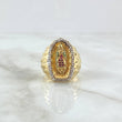 Anillo Virgen Guadalupe Silueta 11.1gr / T8 1/2 / Circones Blancos Verdes Y Fucsias Dos Oros Amarillo Blanco 18K