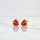 Topos Fresas 0.6gr / 7mm Resina Roja Oro Amarillo 18K