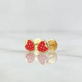 Topos Fresas 0.6gr / 7mm Resina Roja Oro Amarillo 18K