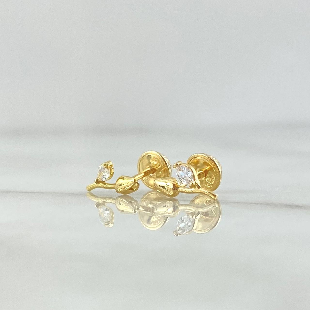 Topos Tulipan 0.75gr / 1cm / Circon Blanco Oro Amarillo 18K