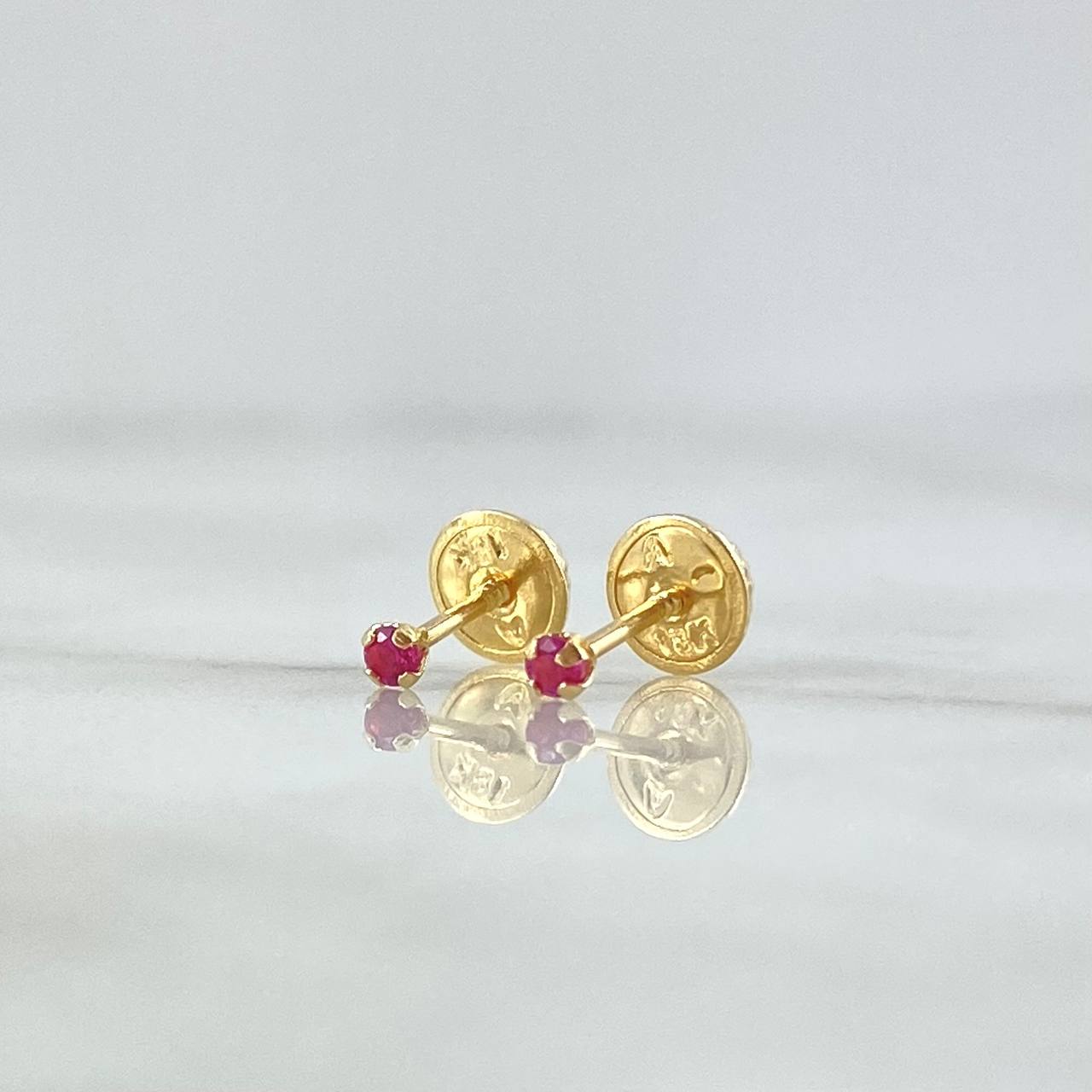 Topos Cuatro Garras 0.4gr / 2mm Circon Fucsia Oro Amarillo 18K