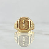 Anillo Sello Cristo 4.2gr / T8 1/2 /  Texturizado Oro Amarillo 18K