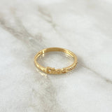 Anillo Dios 1.3gr / T7 / Circones Blancos Oro Amarillo 18K