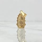 Dije Virgen Guadalupe Mate Silueta 1.35gr / 3cm / Cargador Bordeado Oro Amarillo 18K