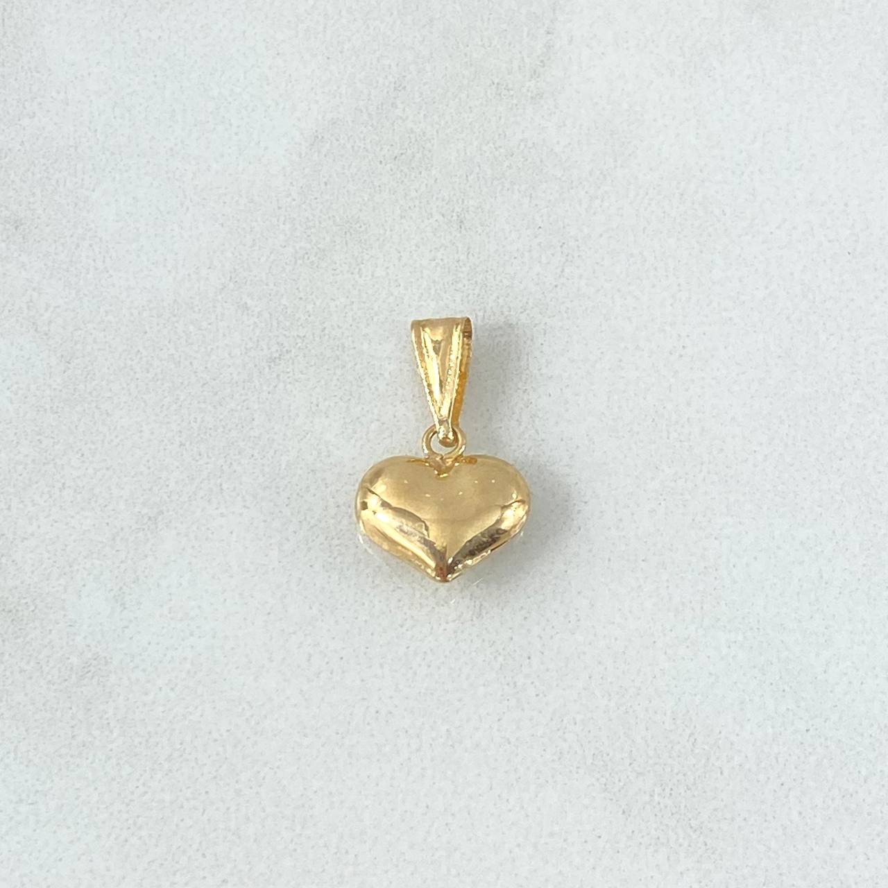 Dije Corazón 0.55gr / 1.6cm / Cargador Bordado Oro Amarillo 18K *