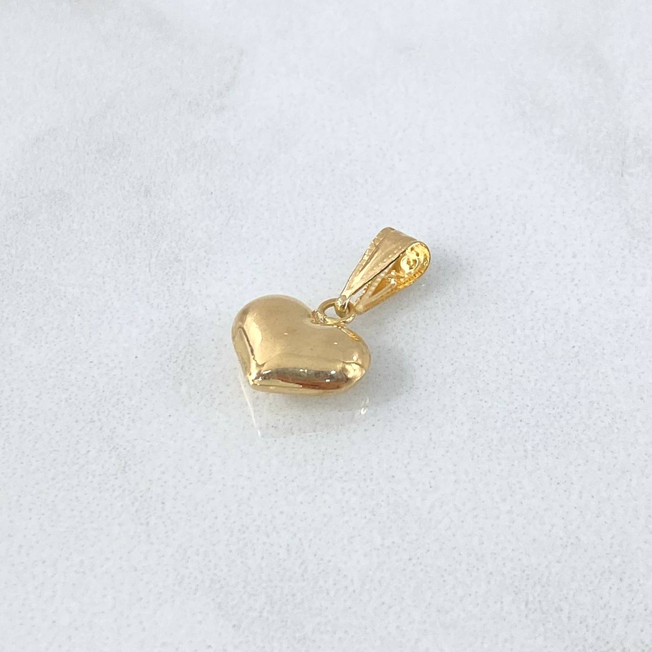 Dije Corazón 0.55gr / 1.6cm / Cargador Bordado Oro Amarillo 18K *