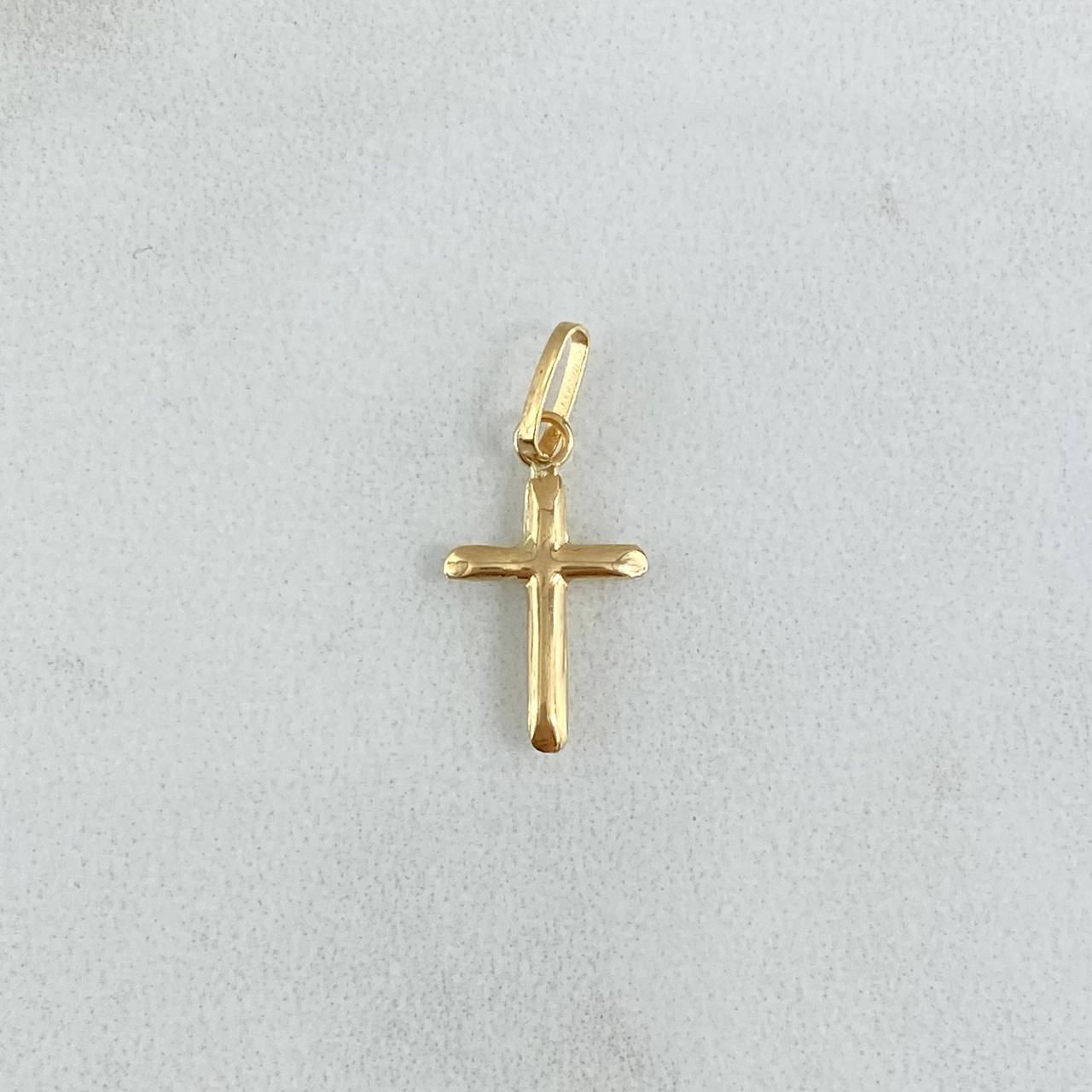 Dije Cruz Puntas Planas 0.3gr / 2cm / Lisa - Troquelada Oro Amarillo 18K