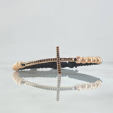 Pulsera Negra Herraje Cruz Circones Negros 4gr / 5mm Bolas Diamantadas 12 Und Oro Rosa 18K *