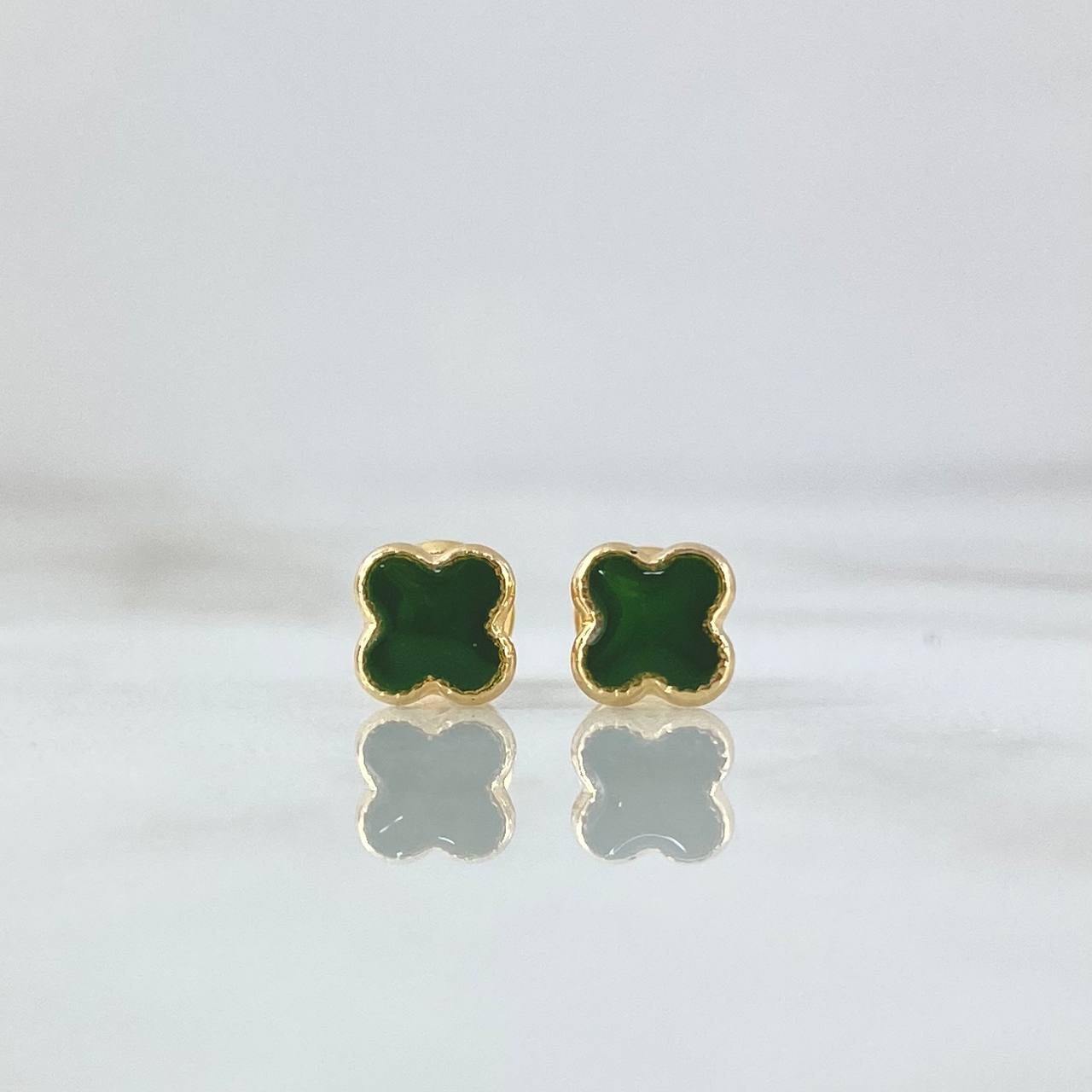 Topos Trébol VCyA 0.65gr / 6.2mm Resina Verde Oro Amarillo 18K *