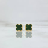 Topos Trébol VCyA 0.65gr / 6.2mm Resina Verde Oro Amarillo 18K *