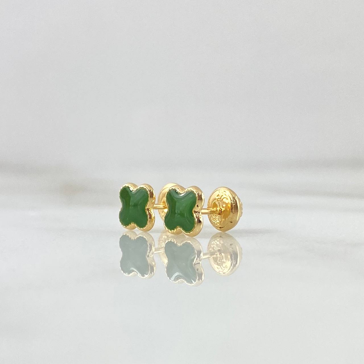 Topos Trébol VCyA 0.65gr / 6.2mm Resina Verde Oro Amarillo 18K *