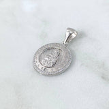 Dije Virgen del Carmen Medalla 4.35gr / 2.8cm / Circones Blancos Oro Blanco 18K